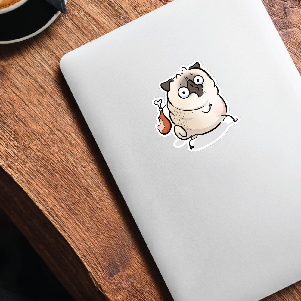 Chicken Thief White Pug Sticker Decal